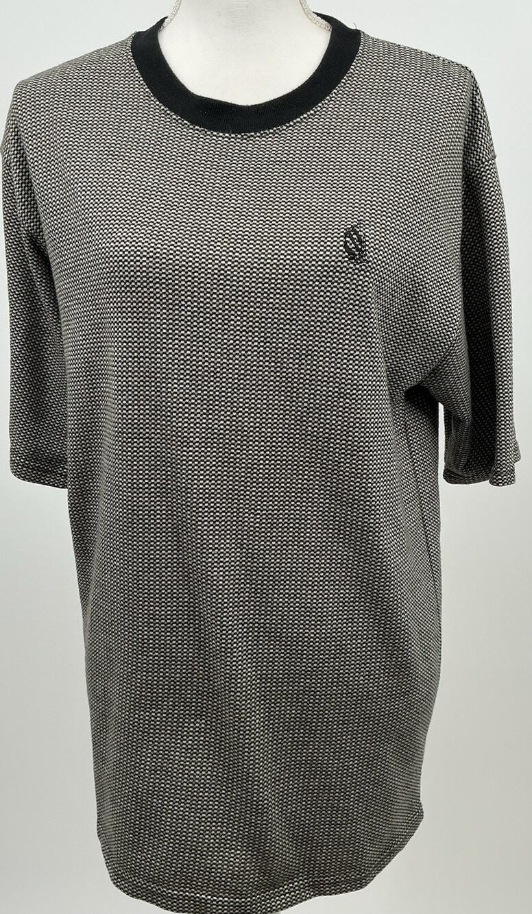 Vintage 90s Nautica Men’s M Gray Black Ringer T-Shirt USA Embroidered Logo